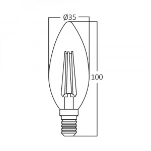 BEC LED CU FILAMENT TR 4W C35 E14 440LM 3000K