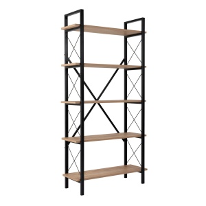 Biblioteca Elysian din PAL melaminat si metal, 90 cm, culoare stejar cu negru - Img 2