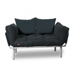 Canapea-extensibila-2-locuri-cadru-inox-Smoke-cu-perne-inluse