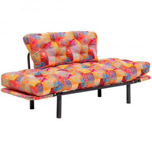 Canapea extensibila cu 2 locuri Nitta, umplututa cu spuma, 190X73cm extinsa, multicolor