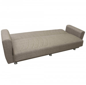 Canapea extensibila Ernest, 3 locuri cu lada de depozitare, material textil, crem