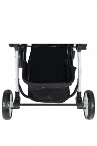 Carucior copii cu maner reversibil, pliabil, spatar reglabil si rabatabil, Activ, gri