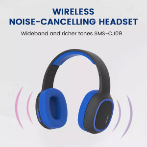Casti hands-free bluetooth, over-ear, SMS-CJ09, albastre