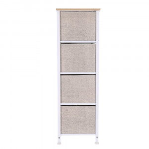 Comoda metalica cu blat MDF, 4 sertare, bej cu alb, 45 x 30 x 94 cm