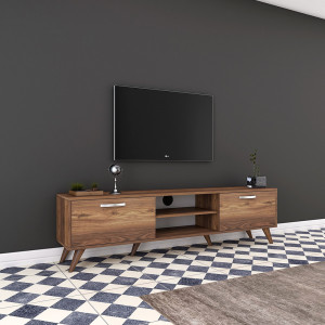 Comoda TV Nevada C1B, culoare nuc, 180x35x46,6 cm