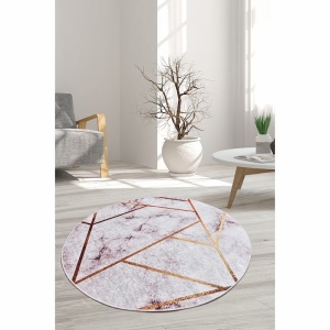 Covor cu print digital 3D, Marlon, 100 cm rotund, poliester 100%, spate antiderapant