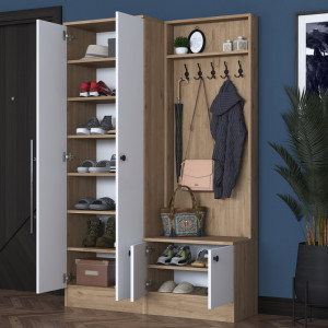 Dulap multifunctional cu multiple spatii de depozitare, pantofar, cuier, Dalas