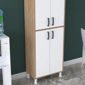 Dulap multifunctional pentru depozitare cu 4 usi, pentru dormitor, hol sau birou, alb. Fidelis