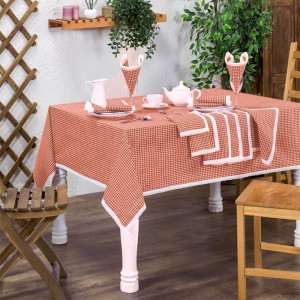 Fata de masa Rustic cu servetele, portocaliu, 170x170cm