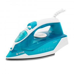 Fier de calcat Ceramica Vitek VT-8307, 2400W, rezervor apa 220 ml, jet de abur 140g/min, sistem antipicurare, Albastru
