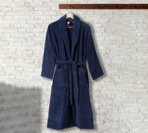 Halat de baie unisex Lux, bumbac, marime S-M, culoare bleumarin