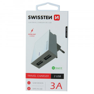Incarcator retea priza cu 2x porturi USB, Smart IC, Swissten