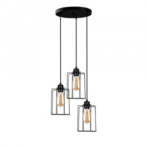 Lustra Silindir, Squid Lighting, Negru, 16x115 cm 3 brate