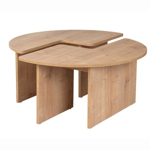 Masuta de cafea Moira din PAL melaminat, diametru 90 cm, culoare stejar - Img 4