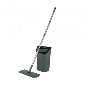 Mop profesional cu doua cuve de spalare si uscare, Asos Home, gri