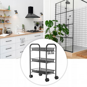 Organizator cu 3 rafturi - cosuri metalice Asos, negru