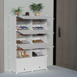 Raft - organizator modular cu 8 compartimente, 85x32x125 cm, alb