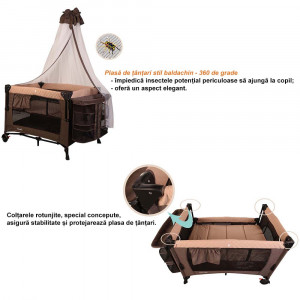 Patut copii si bebelusi cu laterala culisanta, plasa de tantari, spatii de depozitare, Holmer Kids Maxi Comfort Coolstyle