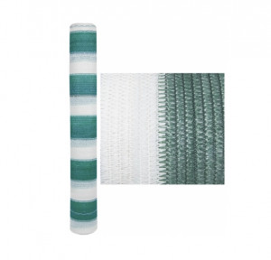 Plasa de umbrire pentru gard, 1,5 m x 10 m, 80% densitate grad de umbrire, verde cu alb