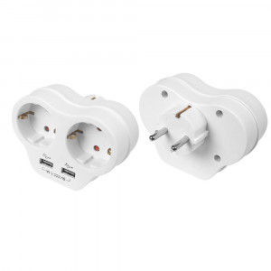 Priza suco 2P+E dubla 16A 250V+ 2xUSB 5V 1.1A si stecher (BLISTER)