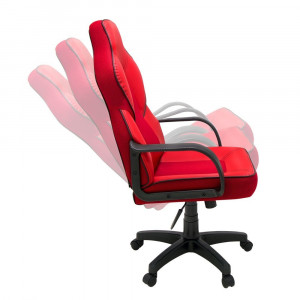 Scaun birou directorial, Perla, rotativ, reglabil, piele ecologica, rosu