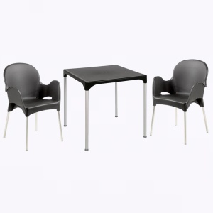 Set masa cu doua scaune, cadru din plastic rezistent si picioare din aluminiu, exterior si interior - Img 1