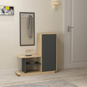 Set mobilier pentru hol Asia, stejar-antracit