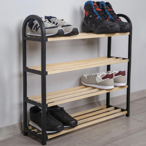 Suport incaltaminte cu 4 rafturi, din lemn 64 x 18 x 64 cm