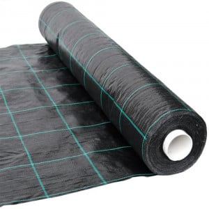 Agrotextil folie mulcire sol antiburuieni, dimensiune 1m x 100m, negru cu dungi verzi