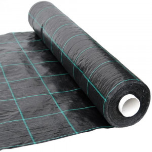 Agrotextil, antiburuieni, dimensiune 4m x 25m, negru cu dungi verzi