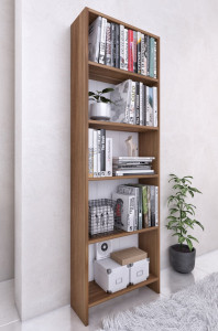 Biblioteca 5 rafturi Laguna, nuc 20x55x169cm