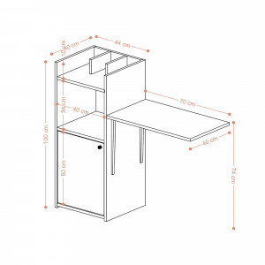 Birou Anca, practic si modern, dimensiuni 114 x 100 x 40 cm, alb