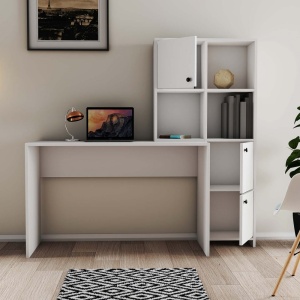 Birou lucru cu rafturi dreapta, dimensiuni 120x75x51.5 cm, alb - Img 2