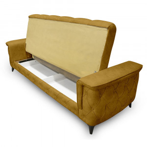 Canapea extensibila Hatay cu cadru din lemn si tapiterie mustar
