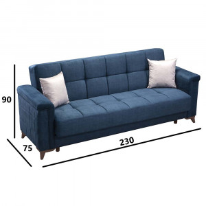 Canapea extensibila Kare, lemn, albastru