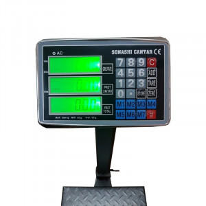 Cantar electronic 350 Kg cu platan metalic, brat rabatabil si acumulator