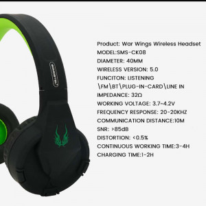 Casti hands-free bluetooth, over-ear, "War Wings" SMS-CK08, albastru