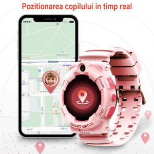 Ceas inteligent smartwatch copii cu GPS si cartela, rezistent la apa, Efour Tech FG-31, alb