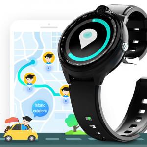 Ceas inteligent smartwatch copii cu GPS si cartela, rezistent la apa, Efour Tech FG-33, alb