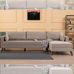 Coltar cu sezlong dreapta Bella, crem,  275x85x165cm