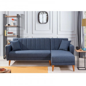 Coltar extensibil cu sezlong stanga Aqua, albastru inchis, 225x85x145cm