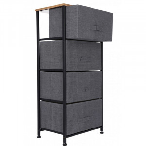 Comoda dormitor - birou - hol 4 sertare, 45 x 30 x 94 cm, Grunberg TB68 (gri)