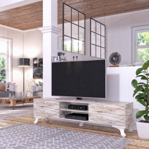 Comoda TV Fantasia, gri bej marmorat 39x182x45cm