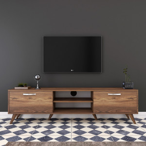 Comoda TV Nevada C1B, culoare nuc, 180x35x46,6 cm
