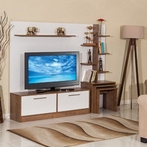 Comoda Tv New York, Asos Home, alb-stejar, 180x150x37cm