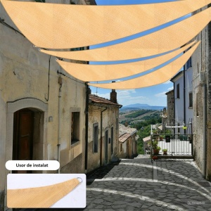 Copertina pentru soare, triunghiulara, cu agatatoare, 180g/mp, dimensiune 3x3x3 metri