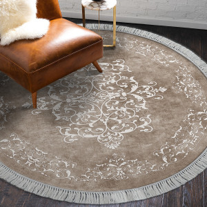 Covor cu print digital 3D Aln, 90x90cm rotund, poliester 100%, spate antiderapant