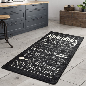 Covor de bucatarie dreptunghiular Kitchen black, 80x150cm