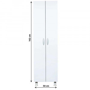 Dulap baie cu 2 usi Ralf, alb lucios, 50x32x162cm