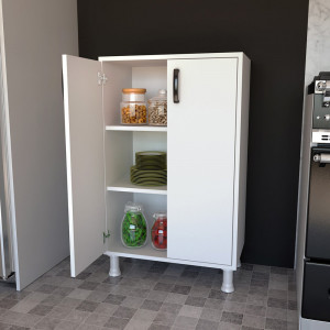 Dulap depozitare multifunctional pentru baie, bucatarie, hol ori birou, alb, 62.6 x 101.4 x 35.8 cm, Armoire